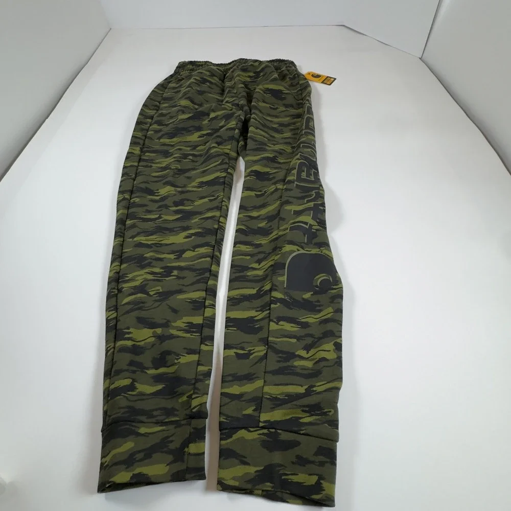 Carhartt Boys Fleece Camo Logo Sweatpants‎ Large (14 16) Green Black Print NEW